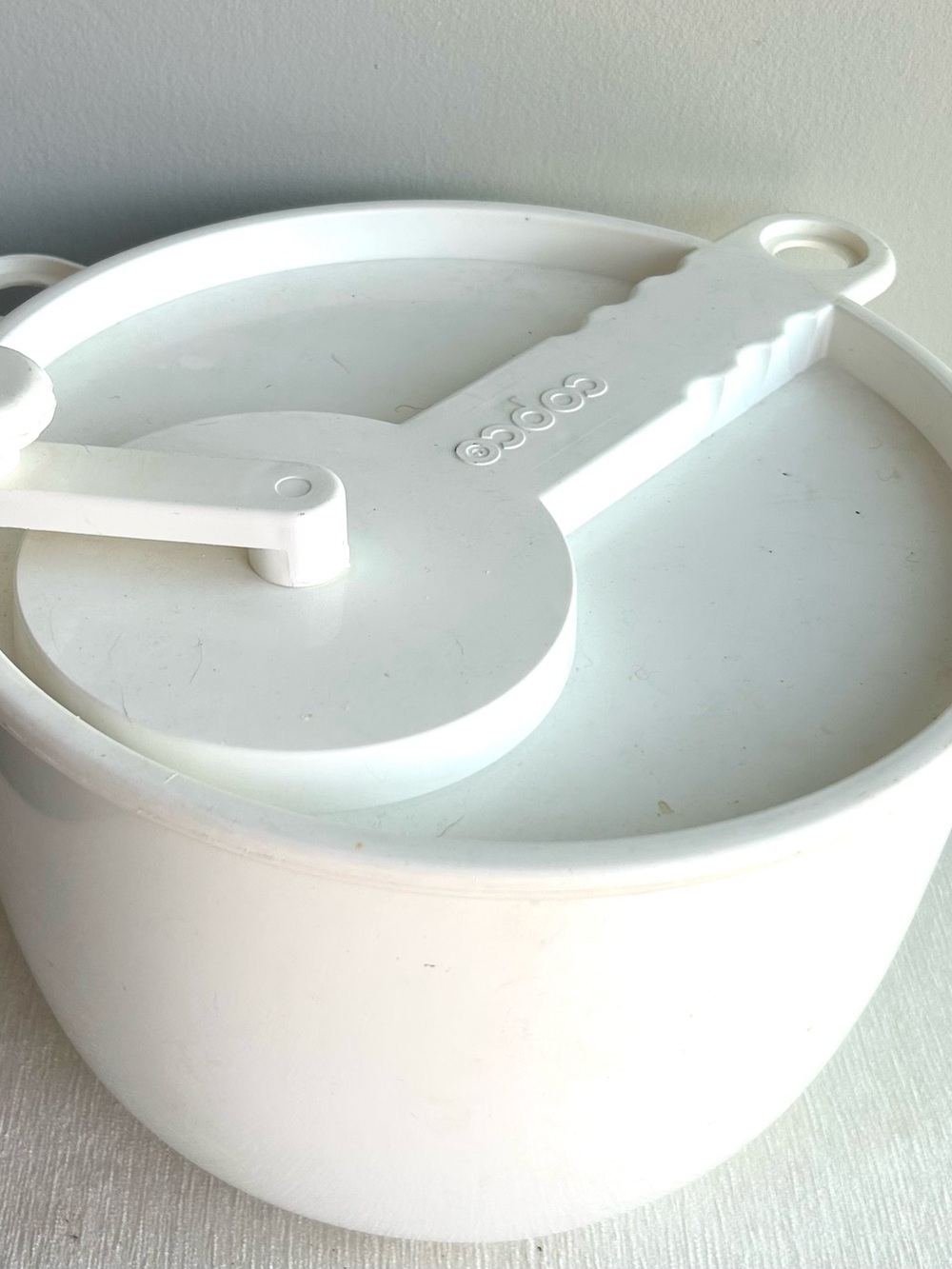 COPCO MCM white salad spinner/server  #604 designed by sam lebowitz